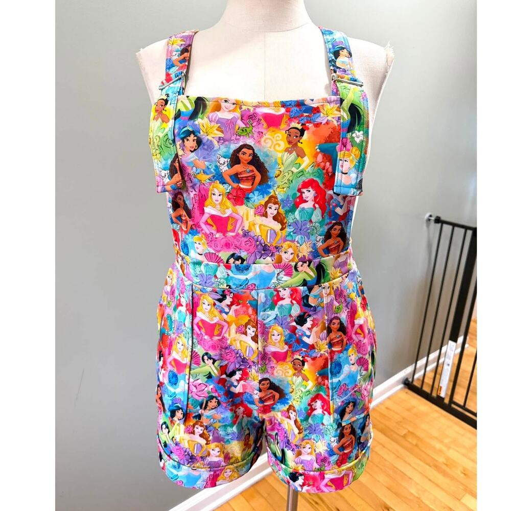 BlackMilk x Disney Princess All-Over Print Shortalls Overalls Women's Size XL